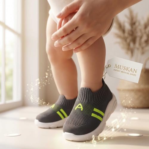 Image of Infant Shoes for Baby Boys & Girls | Musical Sound Walking Shoes | First Walker Shoes for Toddlers | Lightweight Breathable Knit Sneakers | Soft Sole Comfortable Slip On Shoes for Newborns, Babies & Kids
