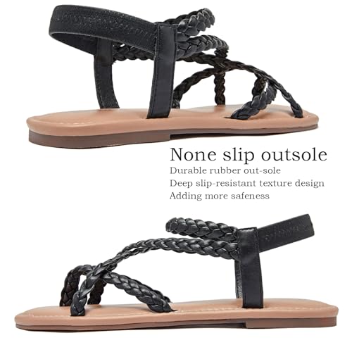 Image of Luoika Women's Wide Width Flat Sandals, Flip Flop Casual Strapy Sandals Slip on Summer Beach Shoes for Women.