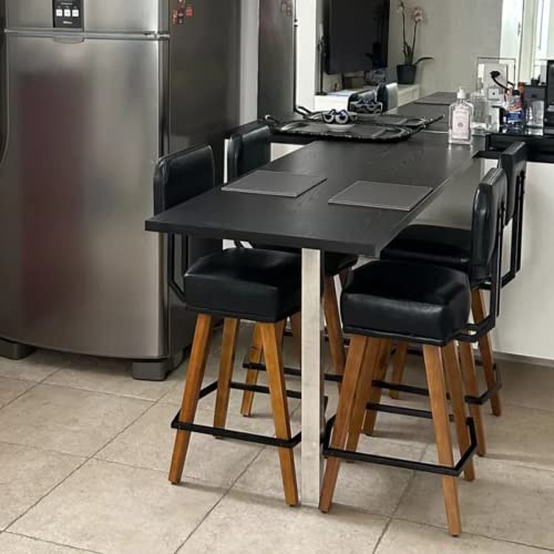 Kit com 4 Banquetas para Balcão Bancada de Cozinha Industrial Americana Luxo (Altura de 80cm do Asse