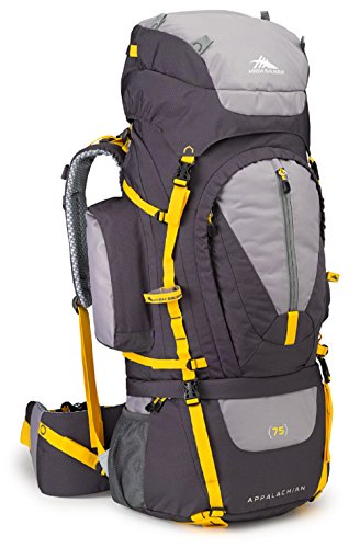 High Sierra Appalachian 75L Top Load Internal Frame Backpack; High-Performance Pack for Backpacking, Hiking, Camping, with Rain Fly, Mercury/Ash/Yell-O