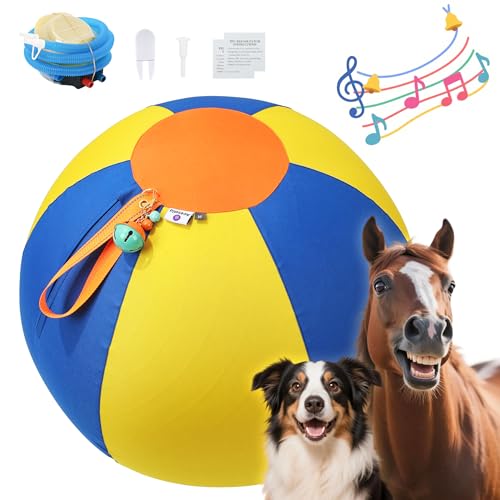 Acesolid 22 Inch Jingle Herding Ball for Dogs & Puppies with Bell, Dog Play Toy, Audible Herding Ball for Cattle Dog, Australian Shepherd, Thickened Oxford Cover, Pump, Patch Repair Kit