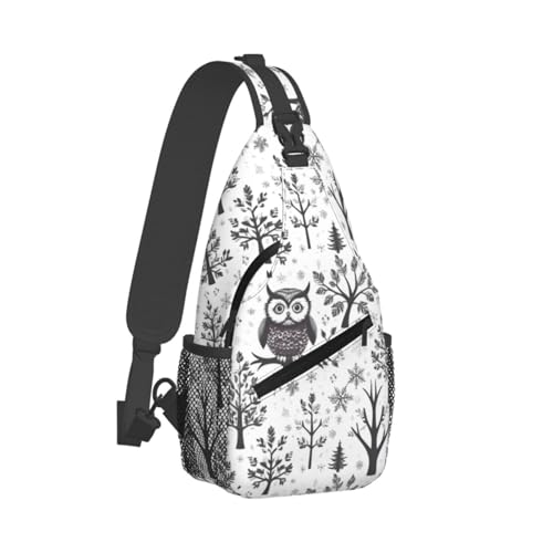 Mochila bandolera con estampado de ramas de búho miniatura 2