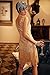BABEYOND Women's Flapper Dresses 1920s V Neck Beaded Fringed Great Gatsby Dress Beige