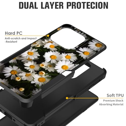 CICPLKSE for Moto Edge 2025 Case,Dual Layer Heavy Duty Hybrid Shockproof Hard PC Soft Silicone TPU Bumper Protective Cover Case for Motorola Moto Edge 2025,Cute Daisy Flower - image 2