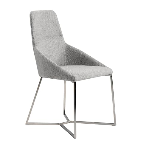 Angel Cerda - Silla Comedor Tapizada en Tela con Patas de Acero Cromado - Diseño Moderno y Elegante - Respaldo Envolvente y Gran Comodidad - Ideal para Salones y Comedores - 50 x 61 x 91 cm