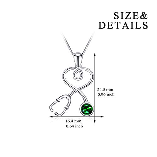 Collier stéthoscope en argent pour filles avec pierre de naissance - 5