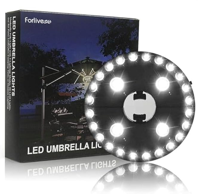 Forlivese Patio Umbrella Light 28 LED Lights 4 x AA Battery Operated