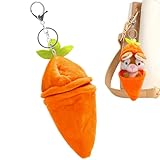 Wcudoi Bunny Pendant in Plush Carrot with Zip | 17cm Separable Embroidery Plush...