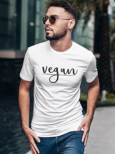 Camiseta masculina com citação gráfica vegana, Branco, M