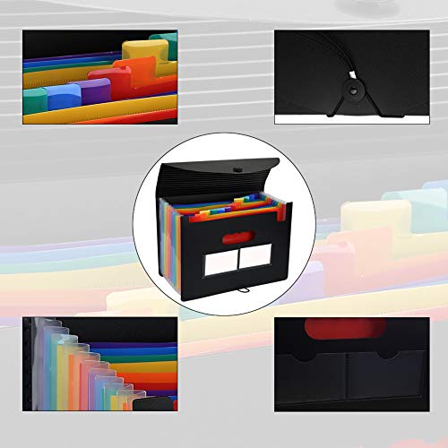 Expanding File Folders, SUNTARY Portable Accordian File Organizer with Expandable Lid, 12 Pockets File Box, Expandable Folder Organizer, Filing Bill Organizer A4 Letter Size, 3 Pack