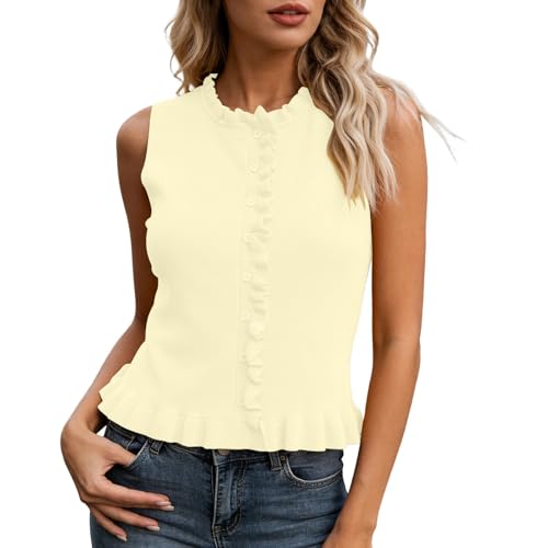 Top de punto sin mangas con volantes para evitar el calor con estilo casual