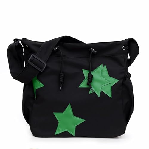 Kawaii Crossbody Bag with cute Pin and Pendant, Lightweight Japanese Messenger Bags Y2K Shoulder Bag for Women Men - B01-black