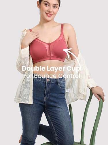 Image of GLAMORAS Women Cotton Spandex Non Padded & Non Wired Minimizer Everyday Bra| Structured for Bounce Control with Full Coverage & Broad Side Wings Prevents Side Spillage
