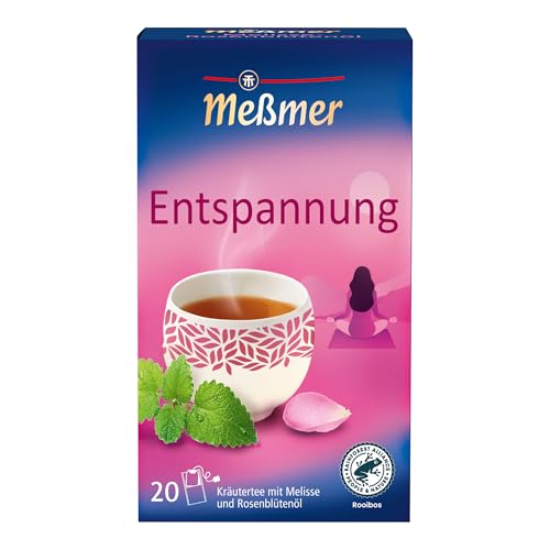 Meßmer ENTSPANNUNG | Rooibos-Melisse-Rosenblütenöl | 20 Teebeutel | Vegan | Glutenfrei | Laktosefrei