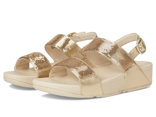 Image of FitFlop Women's Lulu Sequin Wedge Sandal, Platino 2, 6 UK