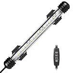 IREENUO Aquarium Light, Submersible Fish Tank Light with Auto Off Timer, Blue and White Color Changing Underwater LED Lighting for 20-40 cm Tanks