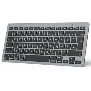 OMOTON Bluetooth Tastatur für Mac, Kompakte kabellose Tastatur kompatibel mit MacBook Pro/Air, iMac, iMac Pro, Mac mini, Mac Pro, QWERTZ DE-Layout, Grau