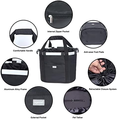 RAYMACE Bicycle Basket Dog Bike Handlebar Basket Front,Folding Detachable Quick Release Easy Install,Cycling Picnic Bag