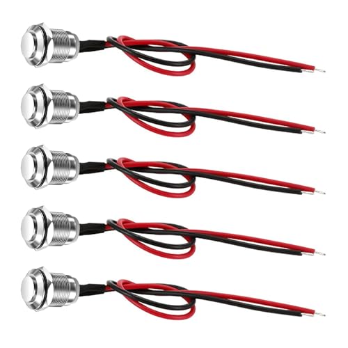 5 Pièces Bouton Poussoir 12mm Momentanés Étanches, Interrupteur à Bouton Poussoir en Acier Inoxydable, On/Off pour PC Voiture Bateau Industriel, 2A...