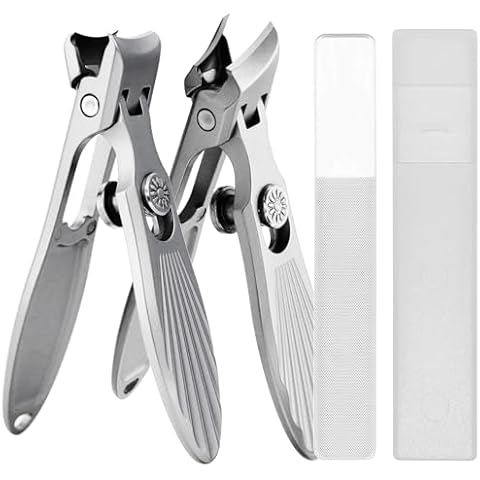 VOGARB Nail Clippers for Men Thick Nails, Large Wide Jaw Opening Heavy Duty Stainless Steel Ultra Sharp Toenail Clippers Fingernail Clipper with Catcher for Adult,Seniors (Grey-Combo) Cover