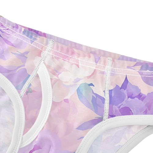 KLL Peonies Lilac Watercolor Ongrey Pink Toddler Boys Soft Briefs Breathable Children Undies4