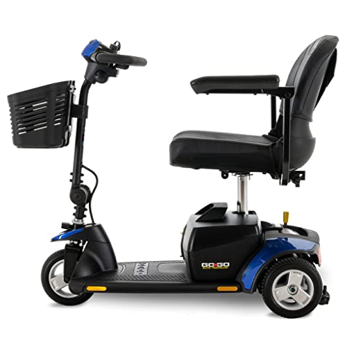 Pride Mobility Go-Go Elite Traveller 3-Wheel Mobility Scooter, Longer Range 18 Ah Battery, W/ Avail Extended Warr, Red Blue #TOP3