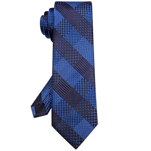 Image of Hi-Tie 63 inches Striped Paisley Extra Long Ties for Men Silk Necktie with Lapel Pin Tie Clip Big and Tall Men Formal Wedding