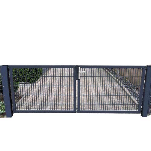 Doppelflügeltor Einfahrtstor Gartentor Matten-Tor Hoftor Grau Anthrazit RAL 7016 / 400cm x 163cm (BxH) inkl. Pfosten