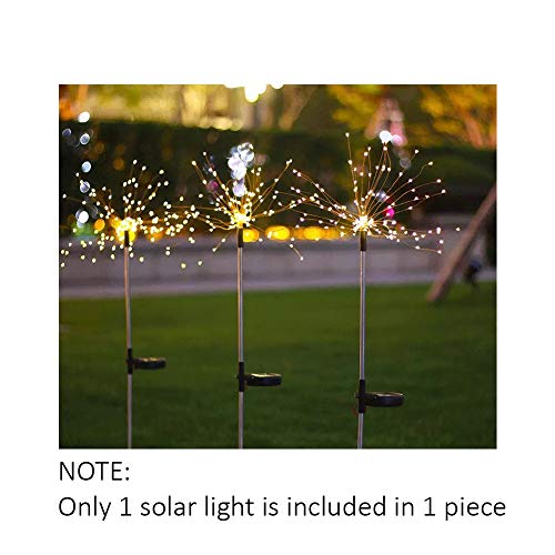 Mofairhome 90Led Outdoor Solar Garden Lights, Waterproof 2 Flash Modes 50 Copper Wire String, Firework Stake Starburst Fairy Light, Diy Flowers Trees For Walkway Patio Lawn Backyard Christmas (Yellow) #TOP1