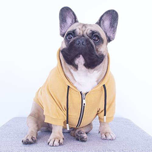 Ichoue Exclusive Luxury Soft + French Bulldog Clothes Hoodies Sweatshirt Coat For Medium Dogs Frenchie Pug English Corgi Boston Terrier Pitbull - Yellow/Size Large #TOP1