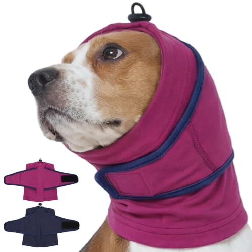 Image of Nanaki Dog Ear Muffs for Fireworks & Thunderstorm,Dog Ear Covers for Bath | Grooming,Soft Head Wrap For Ear Hematoma for Vet Visit, Adjustable Quiet Ears for Dogs Noise Protection for Vacuum, Purple L