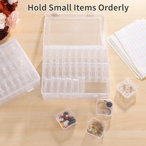 Image of 120Pcs Bead Organizer Box, Small Clear Plastic Bead Storage Containers, 4 Craft Storage Boxes with Hinged Lid, 336 Labels, Mini Box for Jewelry Making Bracelets Beading Nails Screws Seeds Small Parts