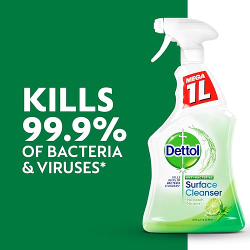 Dettol Antibacterial All Purpose Surface Disinfectant Cleaning Spray, Lime And Mint, 1 Litre, Multipack Of 6 - Image 3