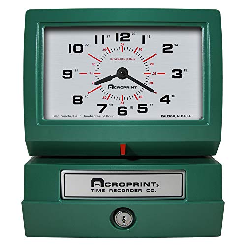 Acroprint 150RR4 Heavy Duty Automatic Time Recorder, Prints Month, Date, Hour (0-23) and Hundredths Time Clock