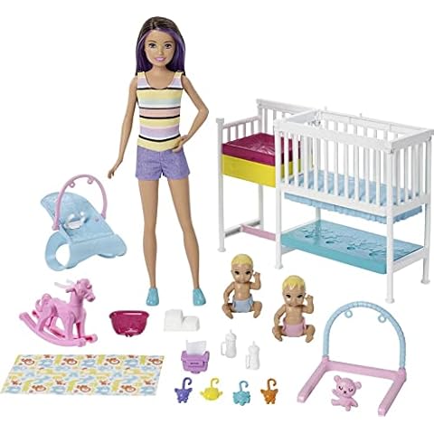 Barbie Nursery Playset with Skipper Babysitters Inc. Doll, 2 Baby Dolls, Crib and 10+ Pieces of Working Baby Gear Toys, Gift for 3 to 7 Years , GFL38 Cover