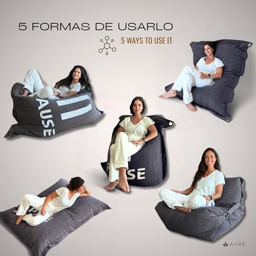 Aiire Sillón Puff Gigante de Diseño - [180x140] Sofa Puf con Relleno Incluido XXL - Bean Bag Chair Salon para Jóvenes y Adultos Moderno - Lavable y Desenfundable - Cojin de Suelo Grande Pause Beige - imagen 7