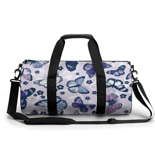Sac pour camping et randonnée à motif papillons bleus