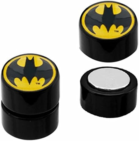 Earrings Rings Magnetic, Acrylic, Logo, Faux Plug, Batman, Faux Plugs-tapers, Non-Pierce Jewelry Pair Bat Man