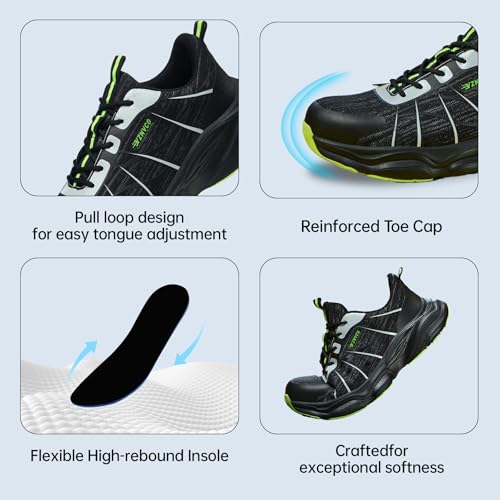 Image of Hogent Steel Toe Shoes for Men Women, Ultra Lightweight Premium Comfortable Work Sneakers, Puncture Proof Air Cushioned All‑Day Wear Safety Toe Shoes for Industrial Construction Warehouse Factory Work