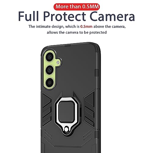 Image of Pikkme Samsung Galaxy A34 5G Back Cover | D5 Tough Armor Bumper | 360 Protection Case | Ring Holder Stand Case for Samsung Galaxy A34 5G (Black)