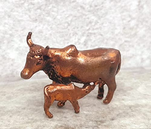 Image of Cow with Calf Murti Copper Idol - 0.9 in - Pack of 1