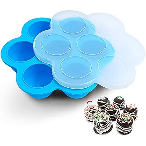 Silicone Egg Bites Molds, Sous Vide Egg Poacher Reusable Food Storage Freezer Tray with Lid (Blue) Cover