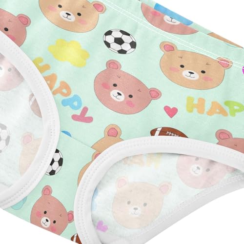 Joisal Artistic Girls Underwear Toddlers 2t Cotton Cute Panties Girl Cute Bear Faces Cartoon Briefs Kids Undies4