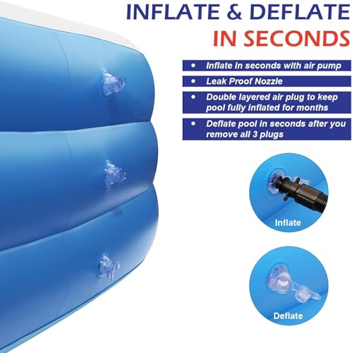 Image of Arta 10ft Inflatable Family Swimming Pool with Air Pump | Large Outdoor Garden Pool | Non-Toxic PVC | for Kids & Adults | Backyard & Terrace Summer Pool