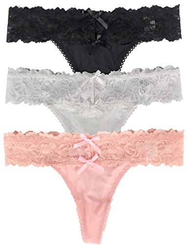 Image of ohyeah Sexy Lace G-String Thongs Panties Low Rise Underwear Undies for Women Cotton Crotch Cheeky Tangas Panties 4-18