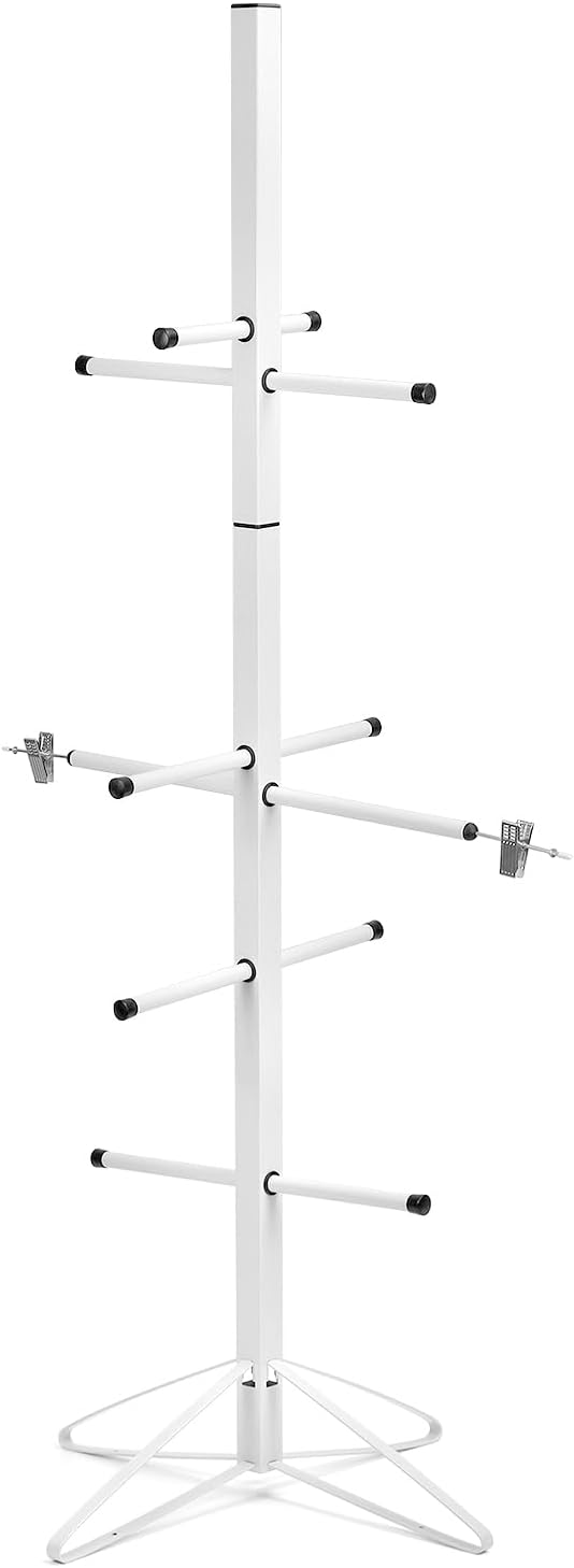 QWORK Professional Metal Sports Gear Drying Rack, 55×22 Inches, Includes Hanging Clips and Wrist Band, Ideal for Hockey, Football, Lacrosse Equipment