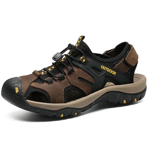 Mens Sport Sandals Outdoor Hiking Sandals Closed Toe Waterproof Casual Lightweight Summer Breathable Beach Shoes
