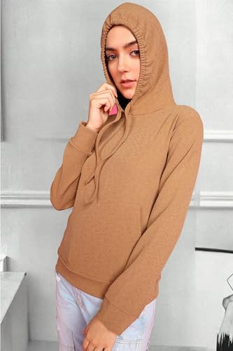 Image of POPWINGS Casual Solid Hooded Pocket Sweatshirt for Women || Women Sweatshirts Casual Wear ||Stylish Western Winter Wear Sweatshirts for Women