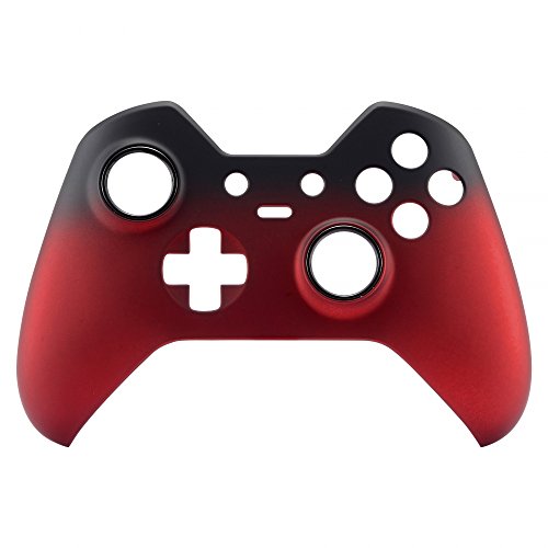 Image of eXtremeRate Red Shadow Soft Touch Replacement Faceplate Front Shell for Xbox One Elite Controller Model 1698 with Thumbstick Accent Rings - Controller NOT Included
