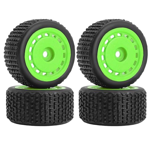 WONFAST Juego de 4 llantas de goma premontadas y llantas de 7 mm hexagonales para 1/28 Losi Micro-T WL244016 RC Car Upgrades Parts (verde vintage)